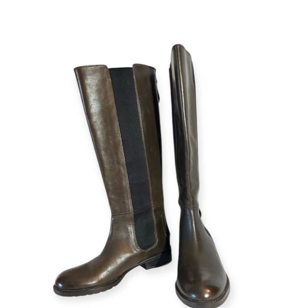 ✨Rare New Franco Sarto Tahini Leather Tall Riding Boots Moss Olive Size 7